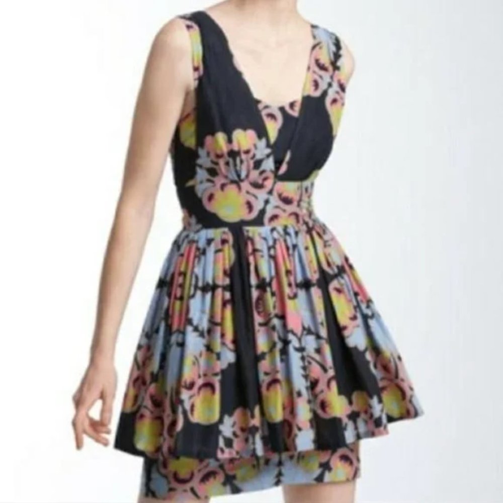 Anthropologie Leifsdottir Lotus Awakening Navy Print Dress Size 0 - Picture 2 of 11